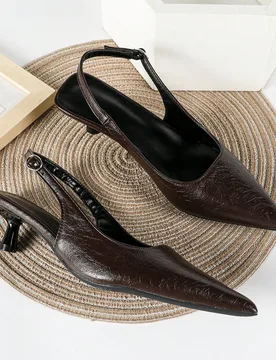 Cm Tacones altos marrones, zapatos formales de fiesta con cierre, zapatos de vestir de tacón de aguja, tacones de gatito, elegantes - Shein - FashionsVida