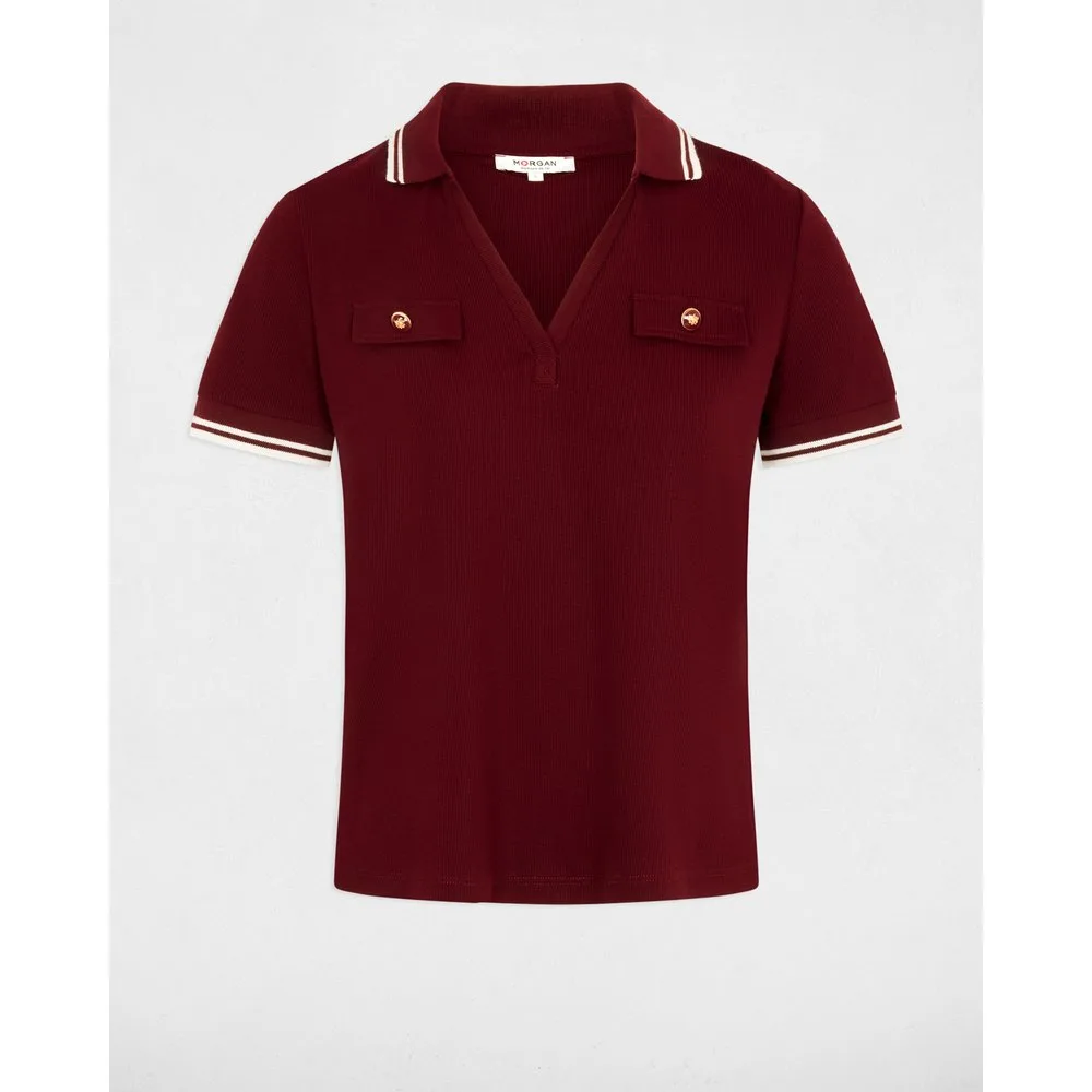 Polo de mujer con escote pico - Morgan - FashionsVida