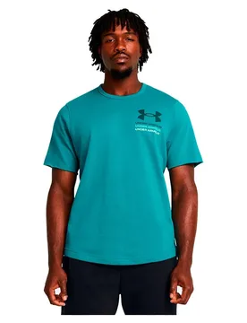 T-shirt à Manches Courtes Rival Terry Colorblock Circuit Teal / Radial Turquoise / Hydro Teal S - Under armour - FashionsVida