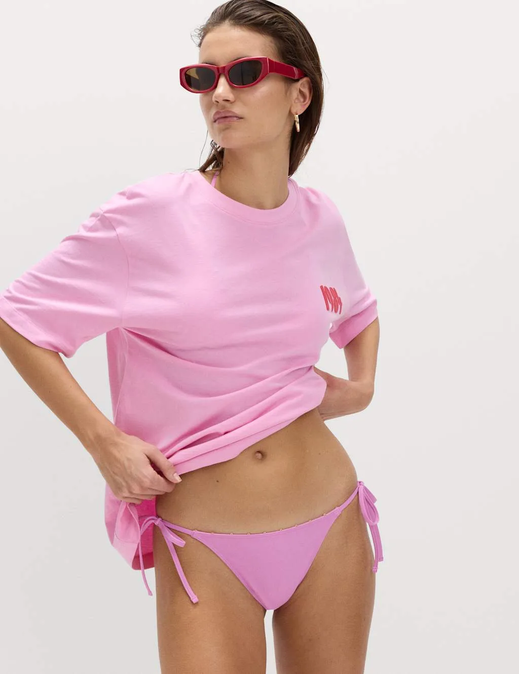 Bead Detail Tie Side Bikini Bottoms Pink female - M&S - FashionsVida