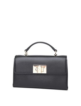 Mini borsa con tracolla in pelle nera