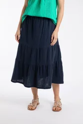 Lathika Womens Double Cloth Tiered Midi Skirt - - Size: 20