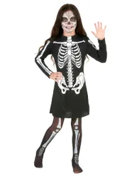 Halloween-Kostüm Skelettmädchen schwarz-weiss