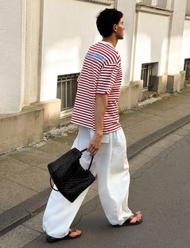 T-Shirt Relaxed Fit À Rayures S Rouge