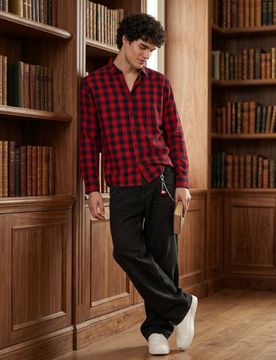 Camicia a quadri con cotone - rosso