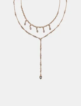 Glitzer-Lariat-Halskette Goldfarben OS - Stradivarius - FashionsVida