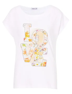 Damen Baumwoll-T-Shirt „Love“ weiss S Damen - wedolina - FashionsVida