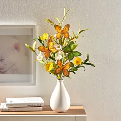 Kunstblumenstrauß Sonnengelb mit Schmetterlingen