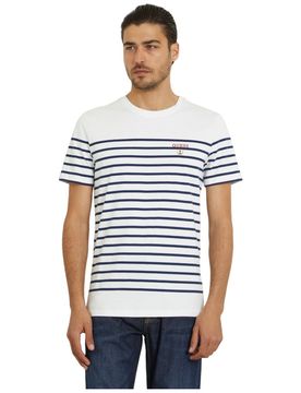 T-shirt bianca blu a righe M4GI33 KC6X1