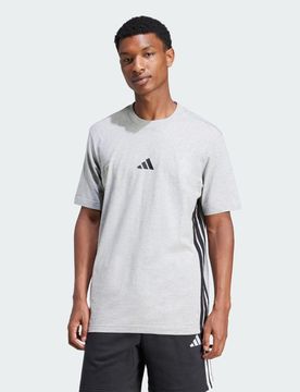 T-shirt Essentials 3-Stripes Single Jersey L Medium Grey Heather / Black