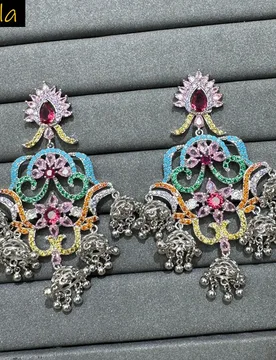 Unique design cubic zirconia earrings for women luxury jewelry gala event dinner party bell dangling earrings pink blue - Aliexpress - FashionsVida