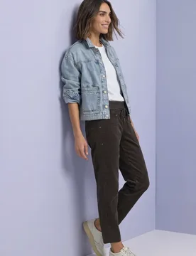 Slim Leg Cordhose im Loose Fit female Braun - Street One - FashionsVida