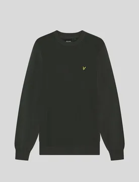 Men's Waffle Crew Neck Jumper Shadow Slate - Lyle & Scott - FashionsVida