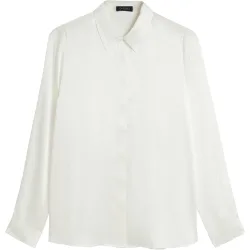 Camisa de mujer con botones solapados en seda 100%