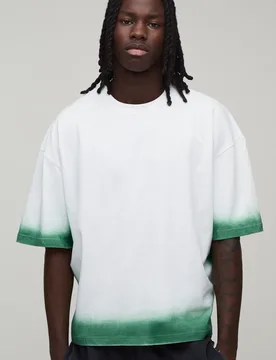 Mens Oversized Boxy Spray Wash T-Shirt - White Cotton - Size Small - boohooMAN - FashionsVida