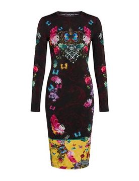Midi-Kleid Damen Schwarz 30,32,34,36,38,40,42 Damen