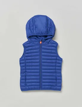 Gilet Dolin blu imbottito in Plumtech® con cappuccio - Save the Duck - FashionsVida