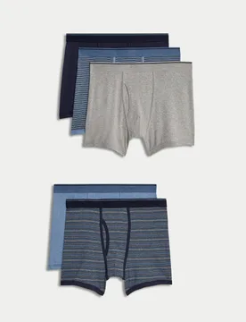 Pack Pure Cotton Cool & Fresh™ Trunks Denim Mix male - M&S - FashionsVida
