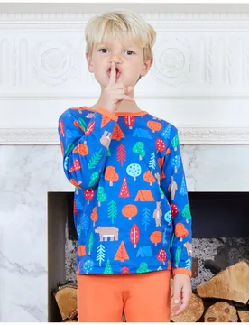 Kids 100% Cotton Camping Bear Print T-Shirt - Toby Tiger - FashionsVida