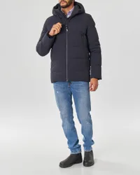 Piumino Jump blu in tessuto stretch con cappuccio