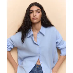 Camisa de manga larga lisa de mujer