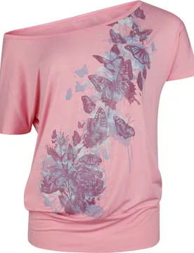 T-Shirt - T-Shirt With Butterfly Frontprint - S bis XXL - für Damen - Größe S - rosa - Frauen - female - Full Volume by EMP - FashionsVida
