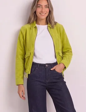 Cordjacke mit Hemdkragen und Zipper female Grün - Street One - FashionsVida