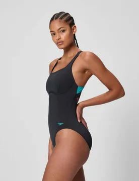 Solid Flex Band One Piece Black Mix female - Speedo - FashionsVida