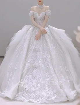 Customized Exquisite Wedding Dress Scoop Neck Lace Beaded Lace up Applique Tassel Short Sleeve Bride Dresses Vestidos De Noiva - Aliexpress - FashionsVida