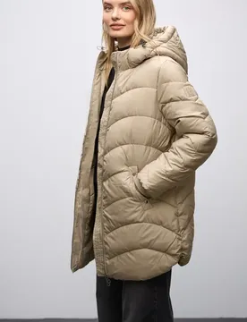Midi Steppjacke female Beige