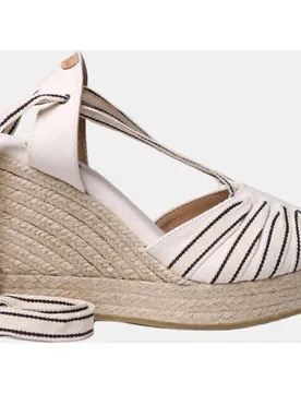 Alpargata de cuña estilo peep toe con vetas - Toni Pons - FashionsVida