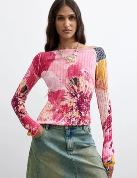 Pull imprimé à fleurs RED XL female - Desigual - FashionsVida