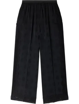 Pantalones anchos fluidos de mujer de jacquard paisley con encaje - sandro - FashionsVida