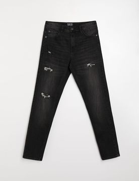 Jeans slim con strappi - nero