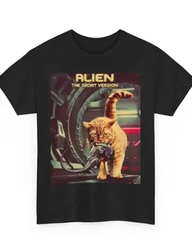 Funny Alien Sci-Fi Graphic Xenomorph & Orange Tabby Cat T-Shirt 100% Cotton O-Neck Short Sleeve Summer Casual Mens T-shirt - Aliexpress - FashionsVida