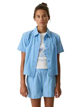 Camicia A Maniche Corte Q26230 Pacific Blue 8-9 Anni - Garcia - FashionsVida