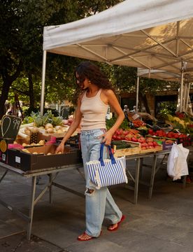 Barte sac cabas à rayures imprimées