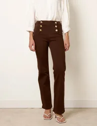 Triple Button Front Jeans - XL / CHOCOLATE - female