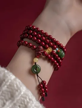 Genuine Cinnabar Bracelet Hetian Jade Safety Buckle Women's Multi-circle Bracelet Natal Year Female Amulet Gift - Aliexpress - FashionsVida