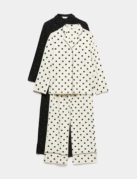 Pack Soft Touch Polka Dot Pyjama Sets Black Mix female - M&S - FashionsVida