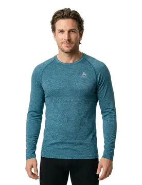 Maglietta A Maniche Lunghe Crew Essential Seamless Dark Sapphire Melange XL