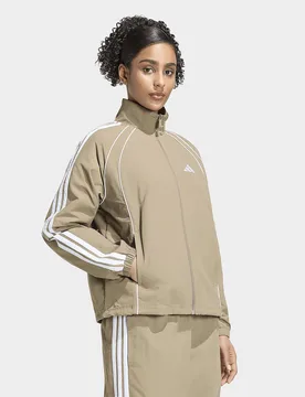 Womens Iconica Giacca Da Allenamento In Tessuto Con 3 Strisce - Beige, beige beige Donna taglia L - Adidas - FashionsVida
