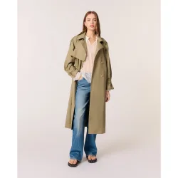 Gabardina de mujer con tachuelas y cuello desmontable