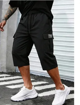 Pantalones cortos cargo casuales y deportivos para hombre, diseño con bolsillo con solapa - Shein - FashionsVida