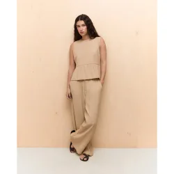Pantalón arrugado cullote de mujer