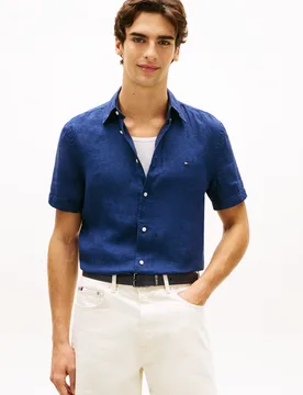 PIGMENT DYED LINEN RF SHIRT S/S male - XXL - FashionsVida