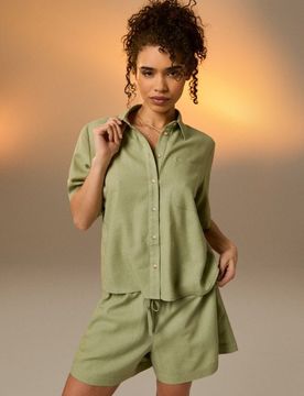 Pantaloncini con miscela di lino - verde pallido