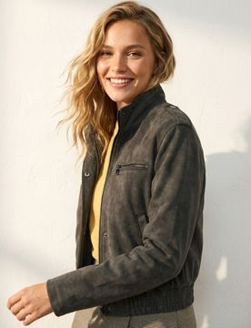 Giacca stile biker con effetto scamosciato - nero