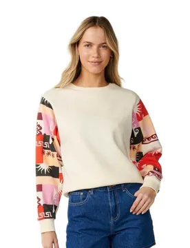 Sweat-shirt Party Wave Printed Sleeve Off White 2XS