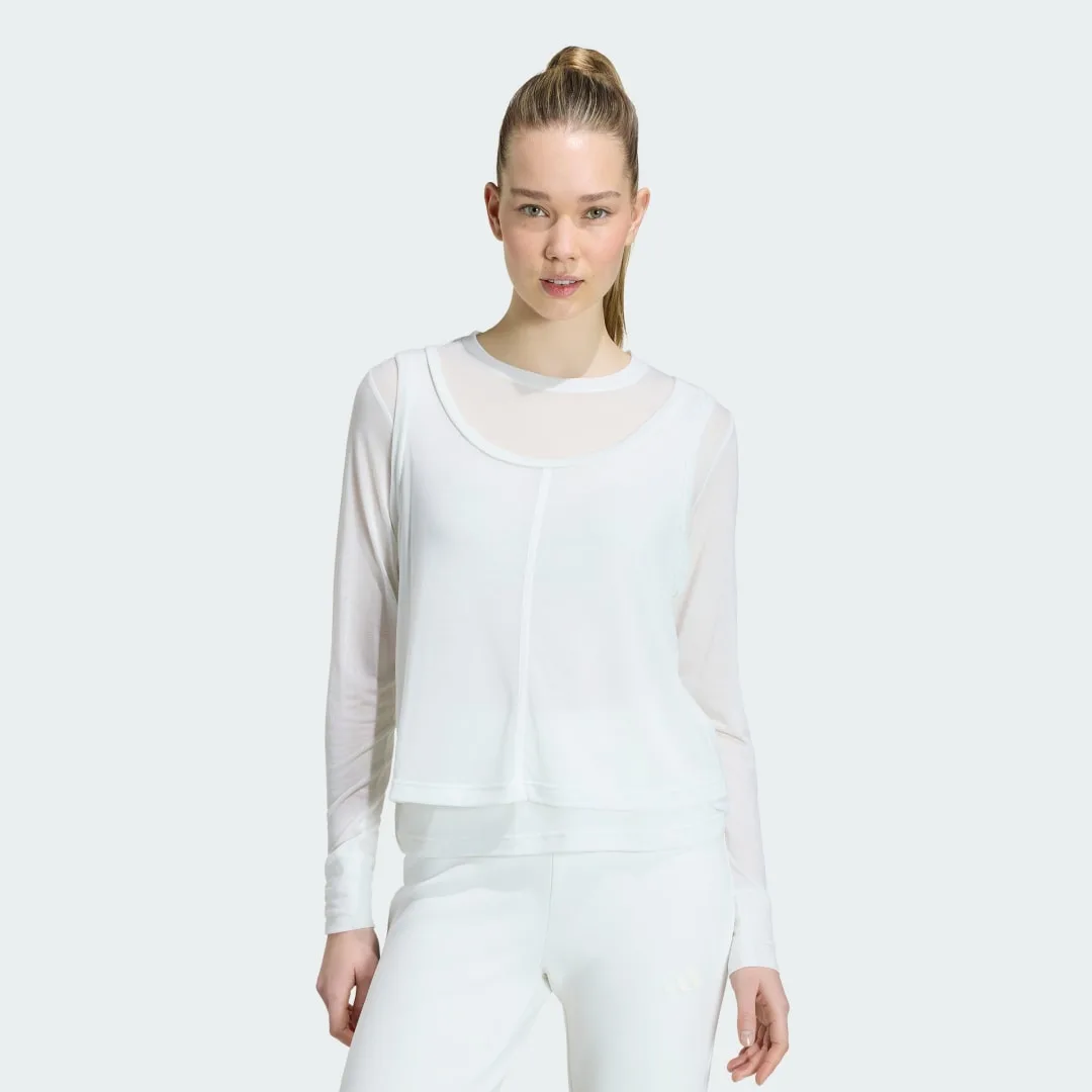 Top SOFT LUX SHEER LONG-SLEEVE 2XS Beige - Adidas - FashionsVida